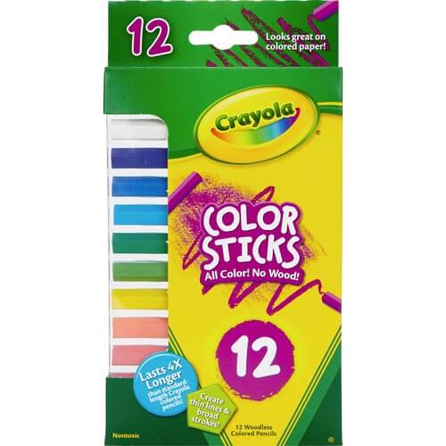 Crayola 12 Color Sticks Woodless Colored Pencils