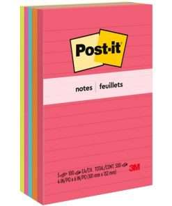Power Pink, Neon Green, Aqua, Neon Orange, Guava Pink - Self-Adhesive post it notes