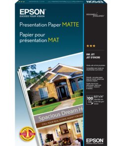 Epson Matte Presentation Paper - White - 90 Brightness - 90% Opacity - Legal - 8 1/2" x 14" - 27 lb Basis Weight - Matte - 100 / Pack
