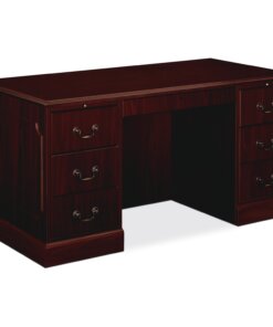 HON 94000 Series Double Pedestal Desk - Laminated Rectangle Top - 4 Drawers - 30" Table Top Length x 60" Table Top Width x 1.13" Table Top Thickness - 29.50" Height - Mahogany