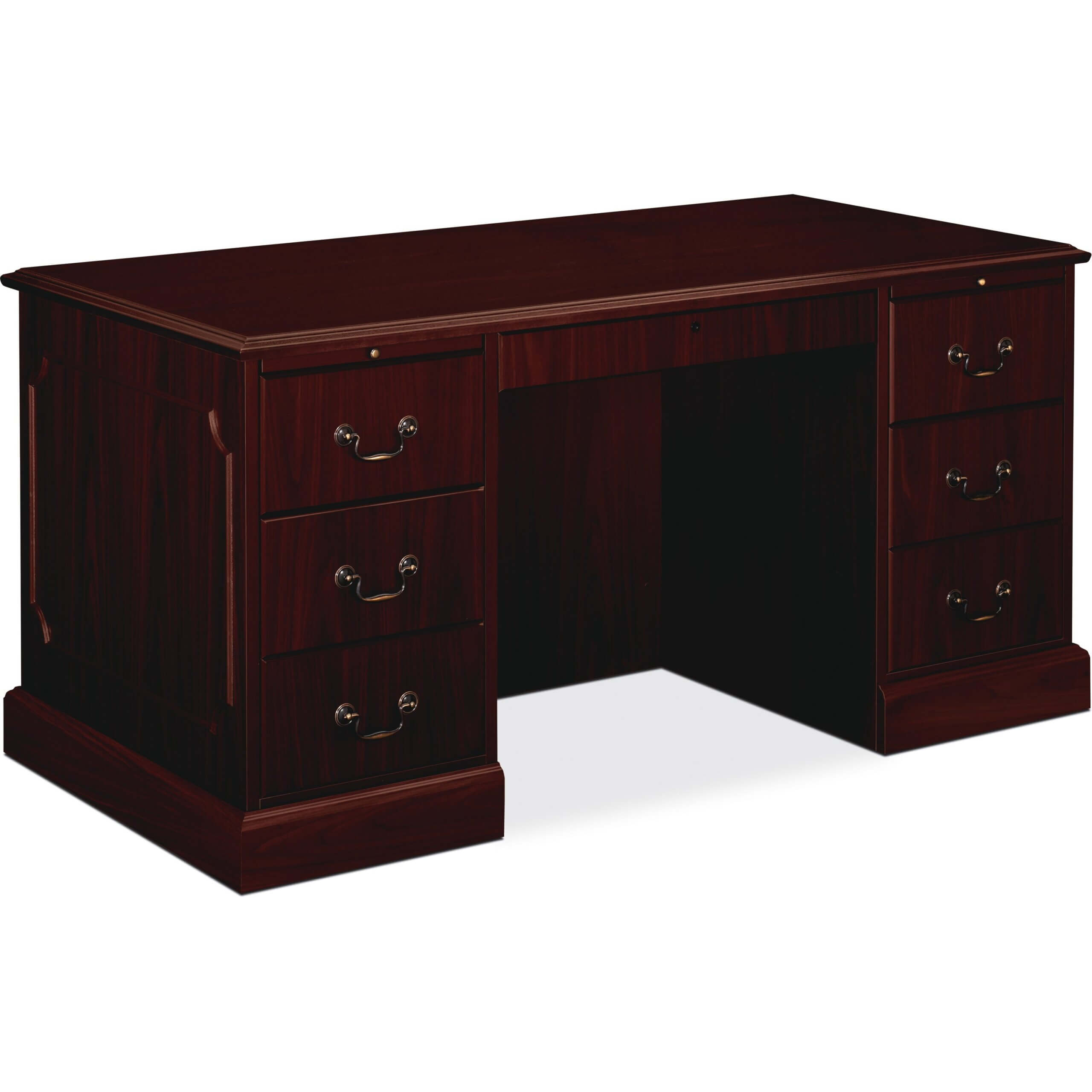 HON 94000 Series Double Pedestal Desk - Laminated Rectangle Top - 4 Drawers - 30" Table Top Length x 60" Table Top Width x 1.13" Table Top Thickness - 29.50" Height - Mahogany