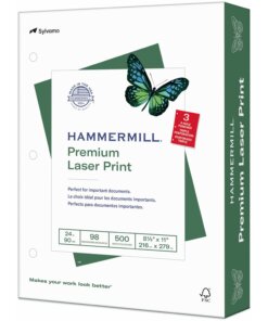 Hammermill Premium 3HP Laser Print Paper - White - 98 Brightness - Letter - 8 1/2" x 11" - 24 lb Basis Weight - Ultra Smooth - 500 / Ream - SFI