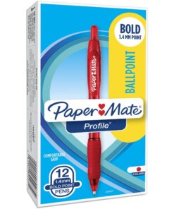 Paper Mate Profile Retractable Ballpoint Pens - Super Bold Pen Point - 1.4 mm Pen Point Size - Retractable - Red - Red Barrel - 1 Dozen