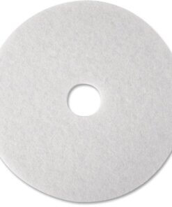 3M&trade; White Super Polish Pad 4100 - 17" Diameter - 5/Carton x 17" Diameter - Polyester Fiber - White
