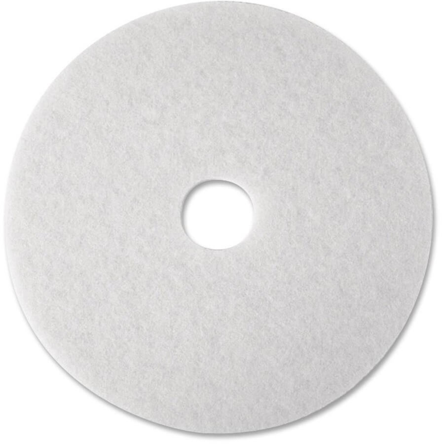 3M™ White Super Polish Pad 4100 - 17" Diameter - 5/Carton x 17" Diameter - Polyester Fiber - White