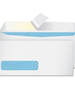 Quality Park No. 10 Window Security Tinted Envelopes with a Self-Seal Closure - Single Window - #10 - 9 1/2" Width x 4 1/8" Length - Self-sealing - Wove - 500 / Box - White