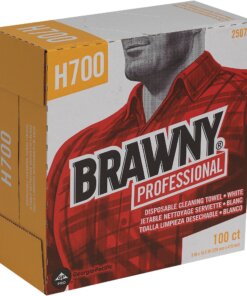 Brawny&reg; Professional H700 Disposable Cleaning Towels - 9.10" x 16.50" - White - Pulp Fiber - Durable, Soft, Tear Resistant, Strong, Reusable, Low Linting, Sturdy, Abrasion Resistant, Absorbent, Chemical Resistant - For Industry - 100 Per Box - 100 / Box