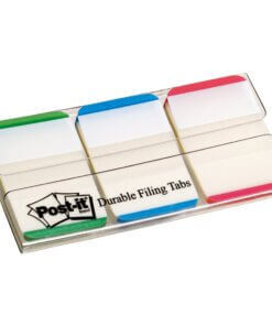 Post-it&reg; Durable Tabs - 1.50" Tab Height x 1" Tab Width - Green, Red, Blue Tab(s) - 66 / Pack