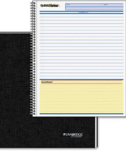 Mead QuickNotes Professional Planner Notebook - Action - 8 1/2" x 11" Sheet Size - Spiral Bound - Assorted - Linen - Perforated, Pocket, Notes Area - 1 Each