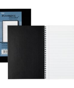 Cambridge Limited Business Notebooks - 80 Sheets - Wire Bound - College Ruled - 0.28" Ruled - 20 lb Basis Weight - 8" x 5" - White Paper - Black Binder - BlackLinen Cover - Bond Paper, Perforated, Subject, Flexible Cover, Durable, Easy Tear - 1 Each