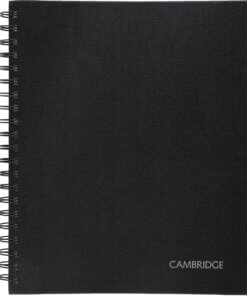 Mead Hardbound Business Notebook - Letter - 96 Sheets - Wire Bound - 0.28" Ruled - 20 lb Basis Weight - Letter - 8 1/2" x 11" - White Paper - BlackLinen Cover - Pocket, Tab, Bond Paper, Perforated, Bleed-free - 1 Each