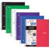 Mead Five-Star Wirebound 5-Subject Notebook - 200 Sheets - Wire Bound - 11" x 8 1/2" - White Paper - Assorted Cover - Pocket, Stiff-back, Perforated, Pocket Divider, Heavyweight, Subject, Spiral Lock - 1 Each