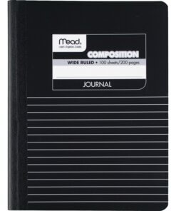 Mead Square Deal Black Marble Journal - 100 Sheets - Sewn - 7 1/2" x 9 3/4" - Black Marble Cover - Schedule - 1 Each