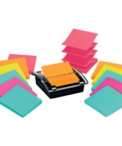 Post-it&reg; Super Sticky Dispenser Notes and Dispenser - 1080 - 3" x 3" - Square - 90 Sheets per Pad - Unruled - Blue, Orange, Green, Pink - Paper - Self-adhesive - 1 / Pack