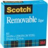 Scotch Removable Magic Tape Roll - 36 yd Length x 0.75" Width - 1" Core - 1 / Roll - Matte Clear