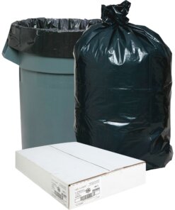 Nature Saver Black Low-density Recycled Can Liners - Medium Size - 33 gal Capacity - 33" Width x 39" Length - 1.25 mil (32 Micron) Thickness - Low Density - Black - Plastic - 100/Carton - Cleaning Supplies