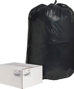 Nature Saver Black Low-density Recycled Can Liners - Extra Large Size - 60 gal Capacity - 38" Width x 58" Length - 2 mil (51 Micron) Thickness - Low Density - Black - Plastic - 100/Carton - Cleaning Supplies