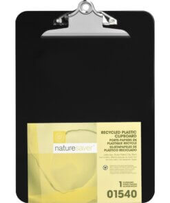 Nature Saver Recycled Plastic Clipboards - 1" Clip Capacity - 8 1/2" x 12" - Heavy Duty - Plastic - Black - 1 Each