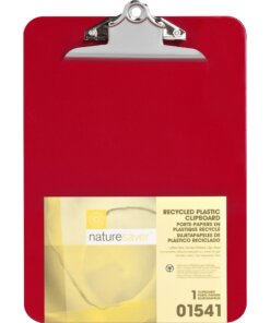 Nature Saver Recycled Plastic Clipboards - 1" Clip Capacity - 8 1/2" x 12" - Heavy Duty - Plastic - Red - 1 Each