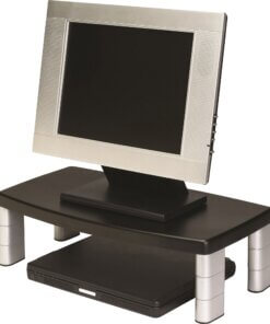 3M Adjustable Monitor Riser Stand - Up to 17" Screen Support - 40 lb Load Capacity - 6" Height x 18.5" Width x 10" Depth - Black