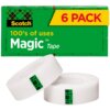 Scotch 3/4"W Magic Tape - 36 yd Length x 0.75" Width - 1" Core - 6 / Pack - Matte Clear