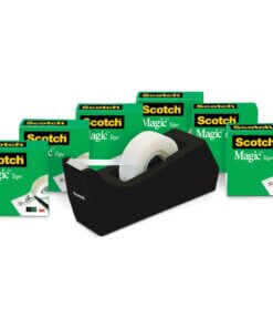 Scotch 3/4"W Magic Tape - 27.78 yd Length x 0.75" Width - 1" Core - Dispenser Included - Desktop Dispenser - 7 / Pack - Matte Clear