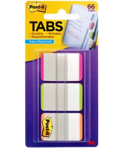 Post-it&reg; Durable Tabs - 66 Write-on Tab(s) - 1.50" Tab Height - Pink, Green, Orange Tab(s) - 66 / Pack