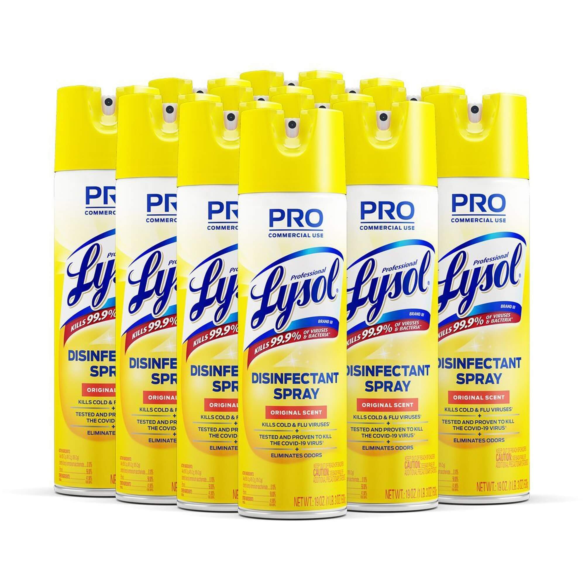 Professional Lysol Original Disinfectant Spray - Aerosol - 19 fl oz (0.6 quart) - Original Scent - 12 / Carton - Clear