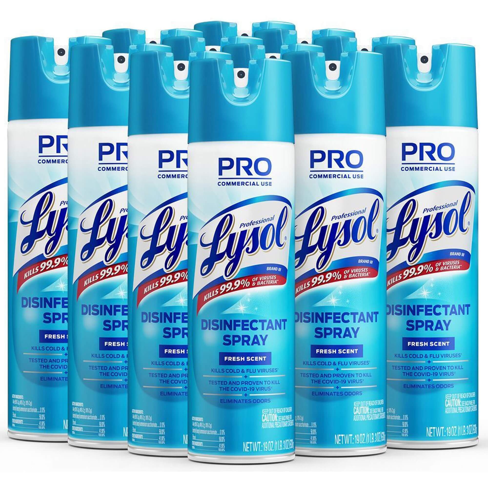 Professional Lysol Disinfectant Spray - Aerosol - 19 fl oz (0.6 quart) - Fresh Scent - 12 / Carton - Clear