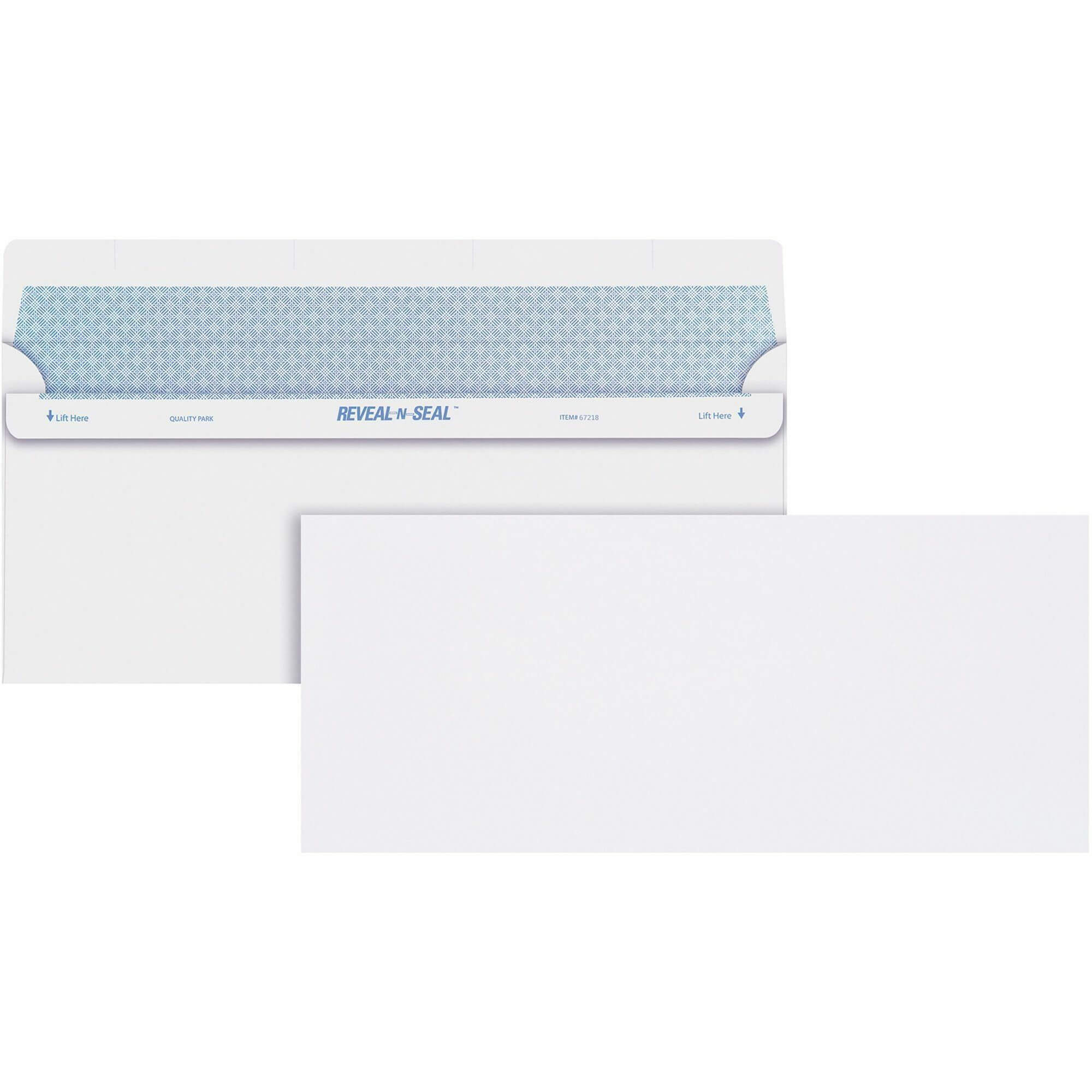 Quality Park Reveal-n-seal Envelopes - Security - #10 - 9 1/2" Width x 4 1/8" Length - 24 lb - 500 / Box - White