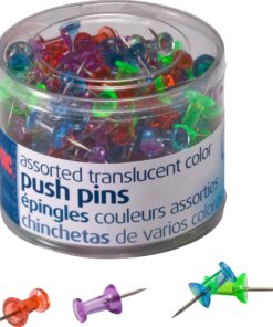 Officemate Translucent Pushpins - 0.5" Length x 0.3" Diameter - 200 / Pack - Assorted - Steel