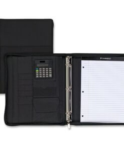 MeadWestvaco Cambridge City Zipper Binder - 1" Binder Capacity - Letter - 8 1/2" x 11" Sheet Size - 3 x Ring Fastener(s) - MicroFiber - Black - Zipper Closure - 1 Each