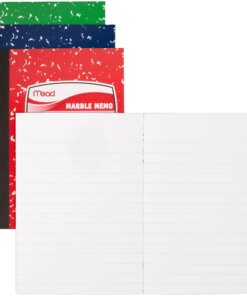Mead Square Deal Colored Memo Book - 80 Sheets - Tape Bound - 3 1/2" x 4 1/2" - Assorted Marble Cover - 1 Each