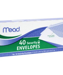 Mead No. 10 Security Envelopes - Business - #10 - 9 1/2" Width x 4 1/8" Length - 20 lb - Gummed - Wove - 40 / Box - White