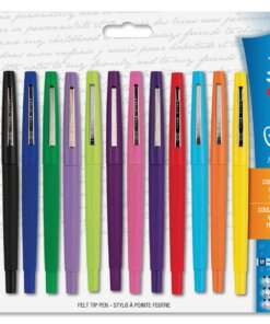 Paper Mate Flair Felt Tip Pens - Medium Pen Point - 1.1 mm Pen Point Size - Assorted - Assorted Barrel - Nylon Tip - 12 / Set