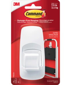 Command Jumbo Hook - 7.50 lb (3.40 kg) Capacity - Plastic - White - 1 / Pack