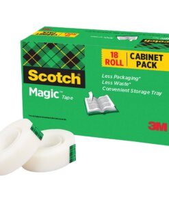 Scotch 3/4"W Magic Tape - 27.78 yd Length x 0.75" Width - 1" Core - Rubber - 18 / Pack - Matte Clear
