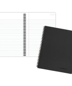 Mead Legal Business Notebook - 80 Sheets - Wire Bound - 0.28" Ruled - 20 lb Basis Weight - 6" x 9 1/2" - Black Paper - BlackLinen Cover - Pocket, Tab, Subject, Perforated, Flexible Cover - 1 Each