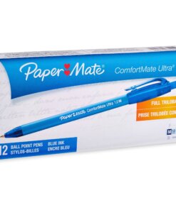 Paper Mate Comfort Mate Retractable Pens - Medium Pen Point - Retractable - Blue - Rubber Barrel - 1 Dozen