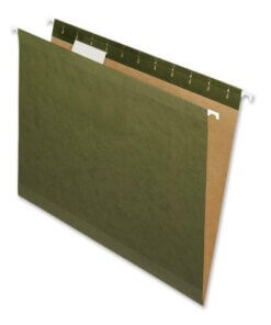 Nature Saver 1/5 Tab Cut Letter Recycled Hanging Folder - 8 1/2" x 11" - Poly - Standard Green - 100% Recycled - 25 / Box
