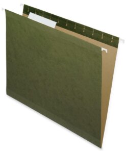 Nature Saver 1/3 Tab Cut Letter Recycled Hanging Folder - 8 1/2" x 11" - Poly - Standard Green - 100% Recycled - 25 / Box