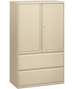 HON Brigade 800 H895LS Lateral File - 42" x 18" x 67" - 2 Drawer(s) - 3 Shelve(s) - Finish: Putty