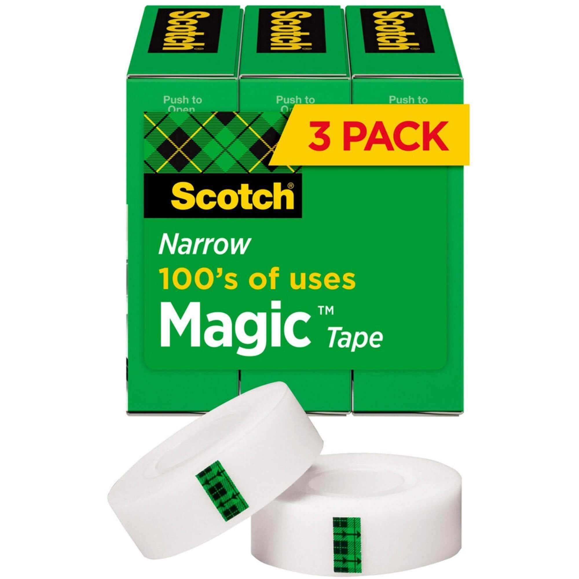Scotch 1/2"W Magic Tape - 36 yd Length x 0.50" Width - 1" Core - 3 / Pack - Matte Clear