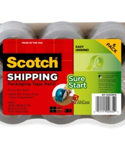 Scotch Sure Start Packaging Tape - 22.20 yd Length x 1.88" Width - 2.6 mil Thickness - 1.50" Core - Synthetic Rubber Resin - 6 / Pack - Clear