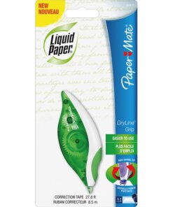 Paper Mate DryLine Grip Correction Tape - 0.20" Width x 27.90 ft Length - 1 Line(s) - White Tape - Ergonomic White Dispenser - Tear Resistant, Comfortable Grip, Swivel Tip, Disposable - 1 Each - White