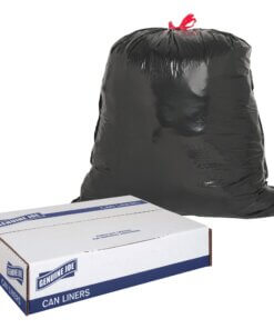 Genuine Joe Flexible Drawstring Trash Can Liners - Medium Size - 30 gal Capacity - 30" Width x 32" Length - 1.05 mil (27 Micron) Thickness - Low Density - Black - Resin - 42/Carton
