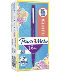 Paper Mate Flair Point Guard Felt Tip Marker Pens - Medium Pen Point - Purple Water Based Ink - Purple Barrel - 1 Dozen