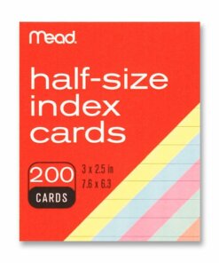 Mead Half Size Color Index Cards - 3" x 2 1/2" - 200 / Pack