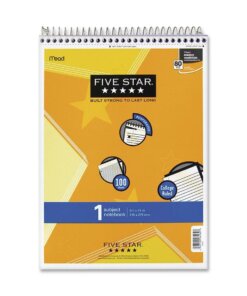 Mead 1-Subject Notepad - 100 Sheets - Wire Bound - 8 1/2" x 11" - White Paper - Assorted Laminated Plastic Cover - Perforated - 1 Each
