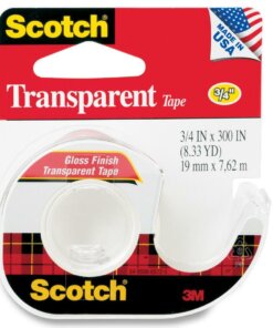 Scotch Gloss Finish Transparent Tape - 25 ft Length x 0.75" Width - 1" Core - Dispenser Included - Handheld Dispenser - 1 / Roll - Clear